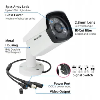 EVTEVISION 5MP Buitencamera AHD TVI CVI CVBS IP66 IR Nachtzicht 30m — miniatuur 3
