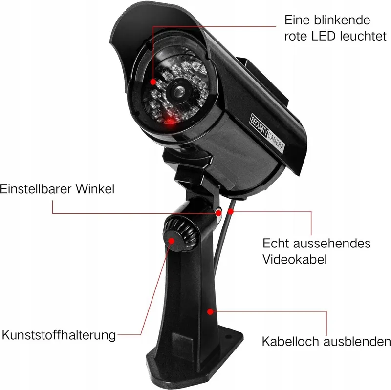 ERWEY Set 4 Nepcamera's Solar LED Zwart Voor Bewaking — foto 4
