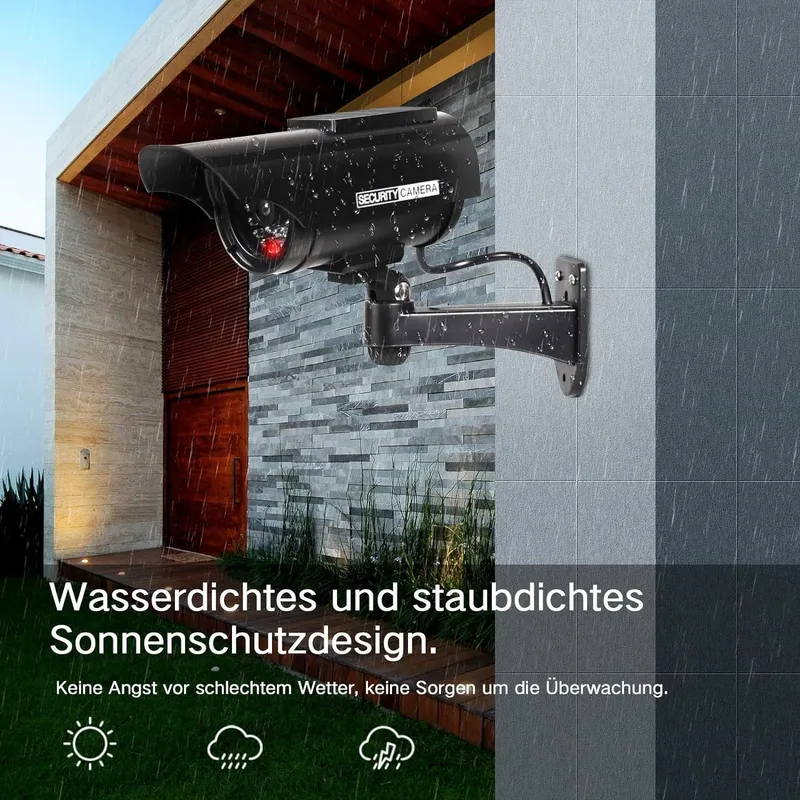 ERWEY Set 4 Nepcamera's Solar LED Zwart Voor Bewaking — foto 6