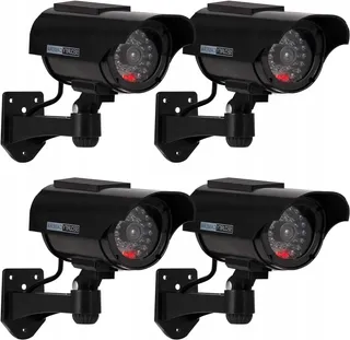 ERWEY Set 4 Nepcamera's Solar LED Zwart Voor Bewaking — miniatuur 1