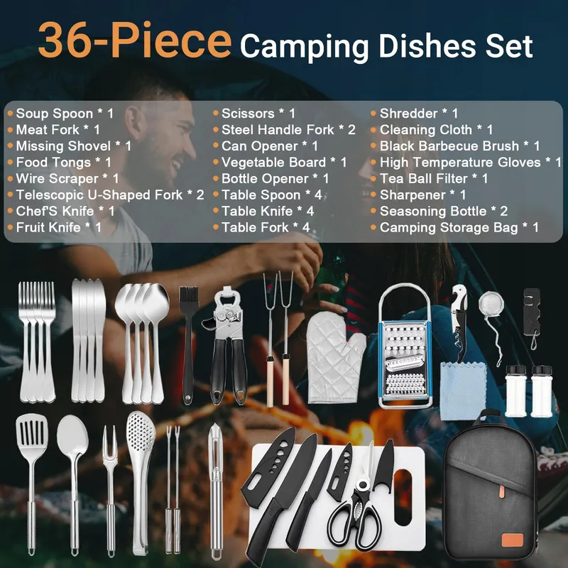 ZZXKER Camping Servies Set 36-delig Bestek Outdoor Grill — foto 2