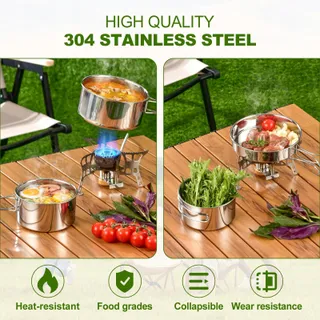 LOGEI Campingservies Set Roestvrij Staal 304 — miniatuur 4
