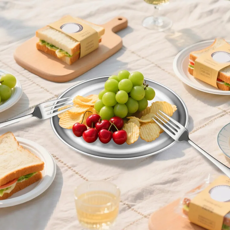 Campingservies Set 2 Personen Roestvrij Staal Picknick — foto 5
