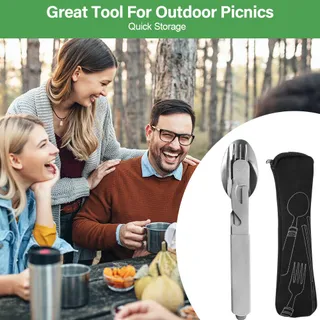 FLINTRONIC Bestekset Staal 4-delig Camping Outdoor — miniatuur 6