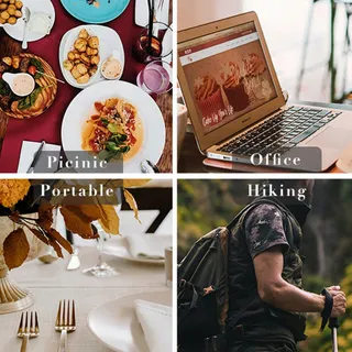 Camping Bestekset 2 Personen RVS met Etui voor Picknick — miniatuur 4