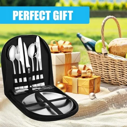Camping Servies Set 2 Personen 12-delig RVS Outdoor — foto 7