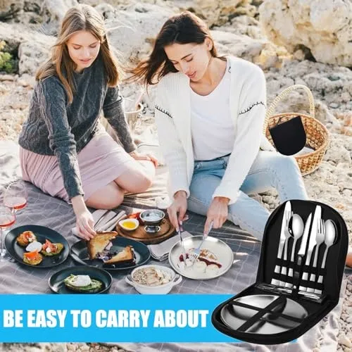 Camping Servies Set 2 Personen 12-delig RVS Outdoor — foto 6