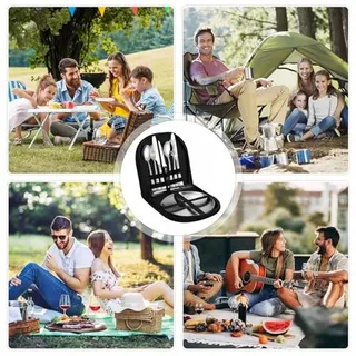 Camping Servies Set 2 Personen 12-delig RVS Outdoor — miniatuur 3