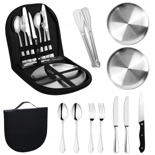 Camping Servies Set 2 Personen 12-delig RVS Outdoor — foto 2