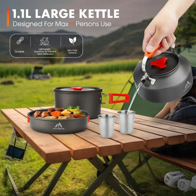 THTYBROS Camping Servies Set 17-delig Aluminium Outdoor — foto 4