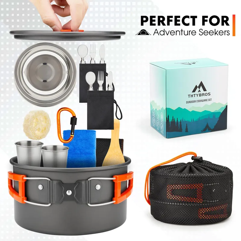 THTYBROS Camping Servies Set 17-delig Aluminium Outdoor — foto 2