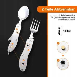 HIKENTURE Bestekset 4-in-1 Mes Vork Lepel Opener Camping — miniatuur 4