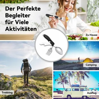 HIKENTURE Bestekset 4-in-1 Mes Vork Lepel Opener Camping — miniatuur 7