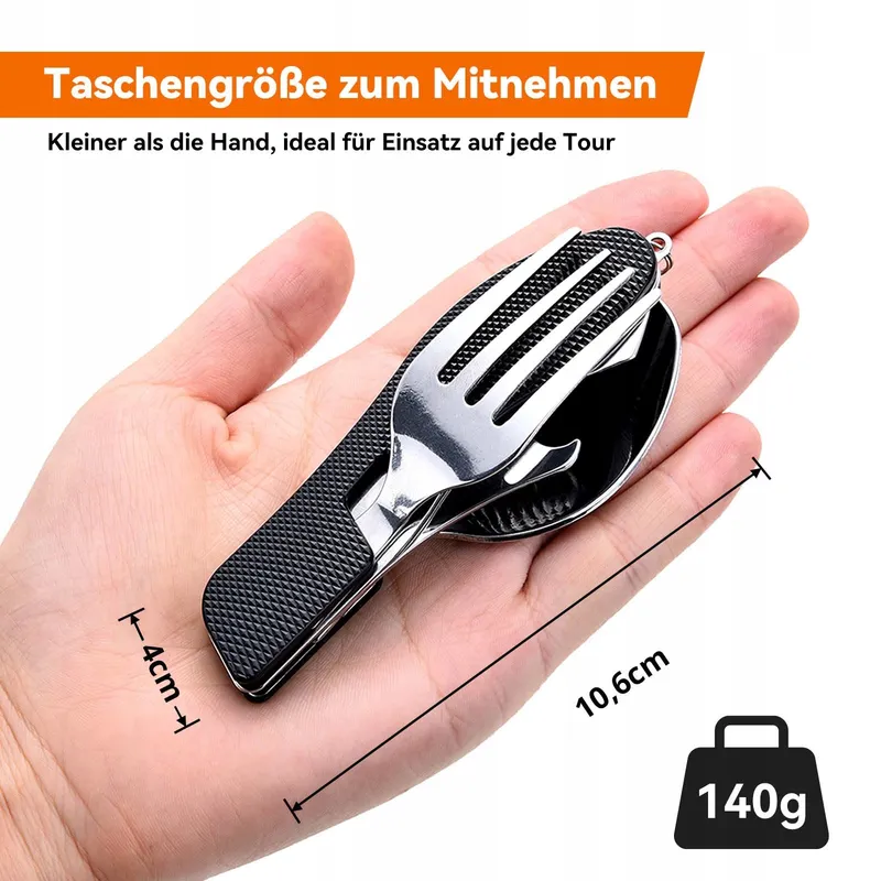HIKENTURE Bestekset 4-in-1 Mes Vork Lepel Opener Camping — foto 5