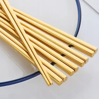 BUYER STAR 5 Paar Gouden Eetstokjes RVS 304 Voor Sushi Set — miniatuur 4