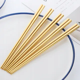 BUYER STAR 5 Paar Gouden Eetstokjes RVS 304 Voor Sushi Set — miniatuur 2