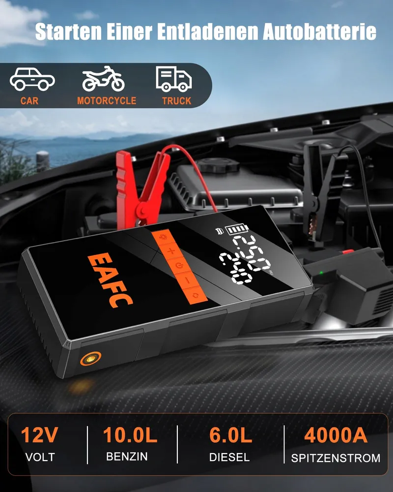 VOLTMASTER Powerbank 4000A Compressor 150PSI 12V LED USB-C — foto 2