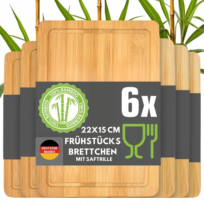 DUNEDESIGN Set 6 Bamboe Ontbijtplankjes 22x15cm Keuken — foto 1