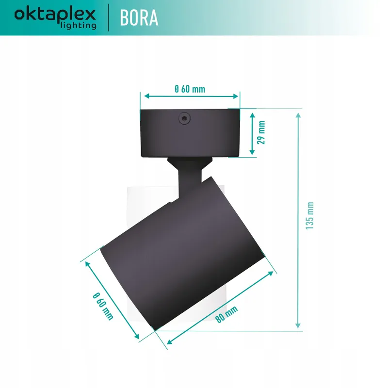 OKTAPLEX Bora Plafondspot 1-Punts GU10 LED Zwart Verstelbaar — foto 6