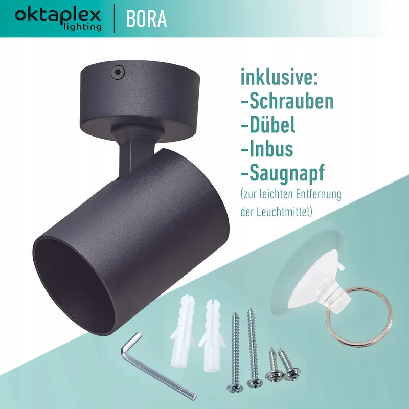 OKTAPLEX Bora Plafondspot 1-Punts GU10 LED Zwart Verstelbaar — foto 7