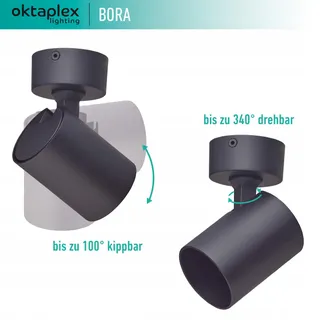OKTAPLEX Bora Plafondspot 1-Punts GU10 LED Zwart Verstelbaar — miniatuur 2