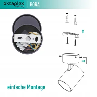 OKTAPLEX Bora Plafondspot 1-Punts GU10 LED Zwart Verstelbaar — miniatuur 5