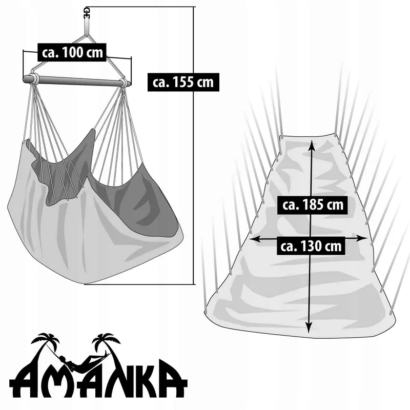 AMANKA XXL Hangstoel 185x130cm 150kg Tuin 2 Personen Antraciet — foto 6