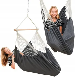 AMANKA XXL Hangstoel 185x130cm 150kg Tuin 2 Personen Antraciet — miniatuur 4