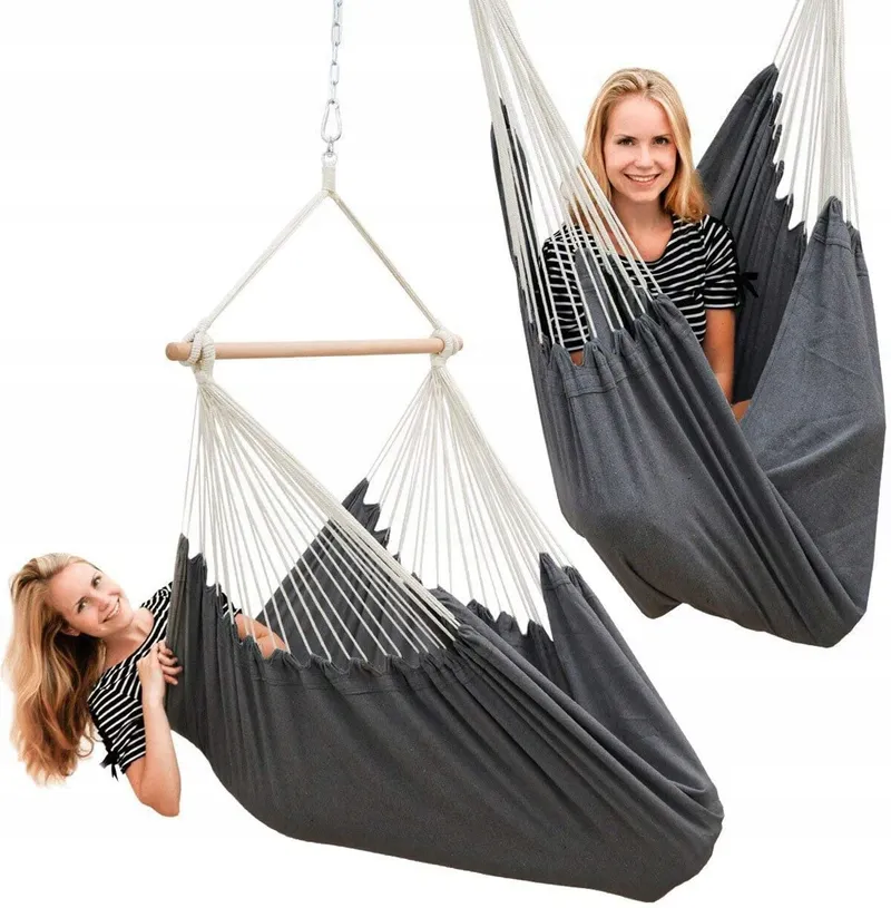 AMANKA XXL Hangstoel 185x130cm 150kg Tuin 2 Personen Antraciet — foto 4