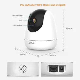 TENDA Binnencamera 2.5K 4MP 2-Weg Audio 360° IR Nachtzicht — miniatuur 7