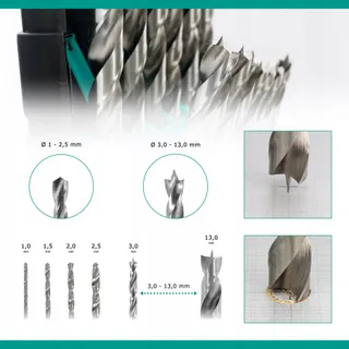 ENT Houtborenset HSS-G 25-delig 1-13mm — miniatuur 3