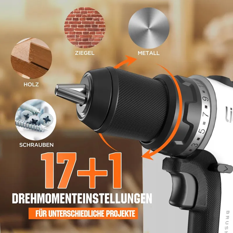LITHELI Accuboorschroevendraaier 20V 10000mAh 60Nm LED Voor Thuis — foto 3