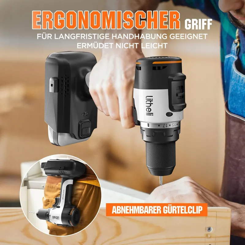 LITHELI Accuboorschroevendraaier 20V 10000mAh 60Nm LED Voor Thuis — foto 6