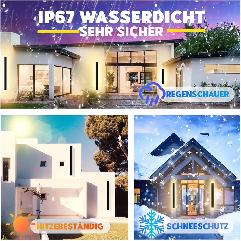 LED Wandlamp Binnen Buiten IP67 Zwart 7W 30x5cm — foto 3