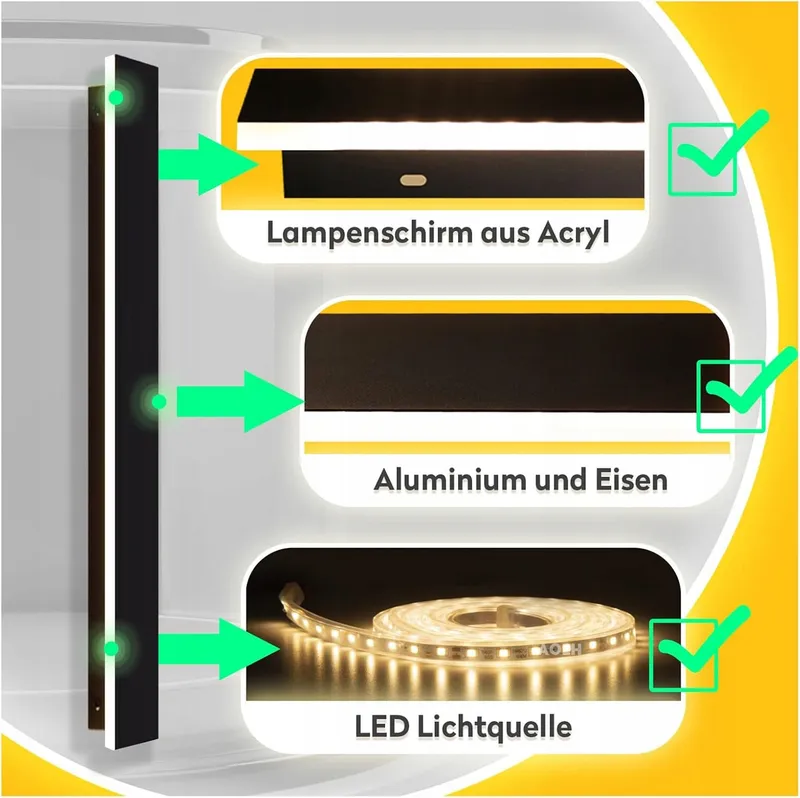 LED Wandlamp Binnen Buiten IP67 Zwart 7W 30x5cm — foto 6