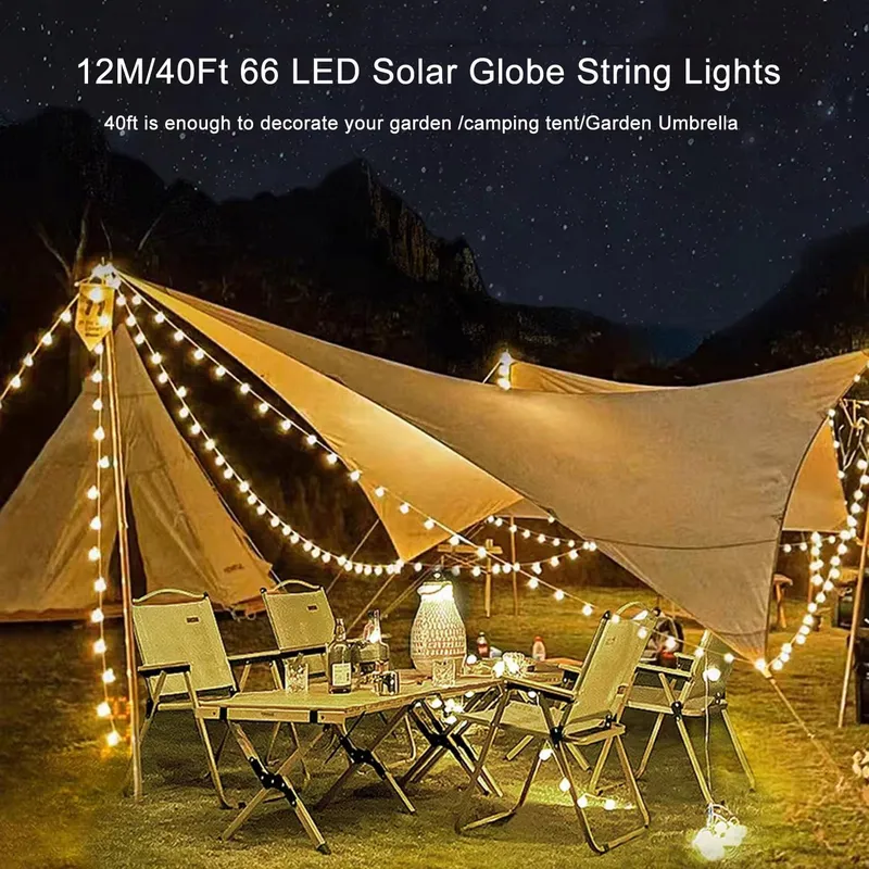 MAFITI Solar Lichtsnoer 12M 66 Kristallen Bollen 8 Modi IP65 — foto 6
