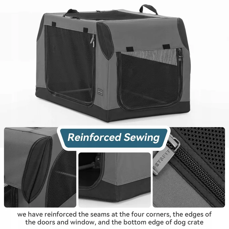 PETSFIT Opvouwbare Transportbox Middelgrote Honden Grijs M — foto 2