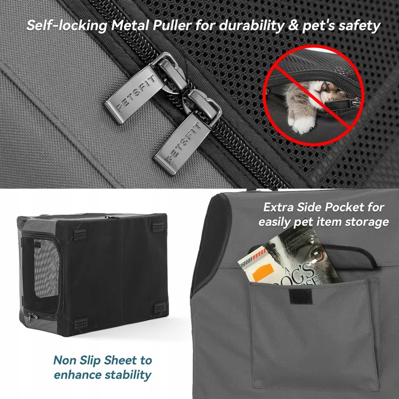 PETSFIT Opvouwbare Transportbox Middelgrote Honden Grijs M — foto 5