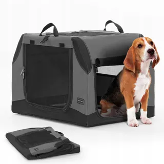 PETSFIT Opvouwbare Transportbox Middelgrote Honden Grijs M — miniatuur 1