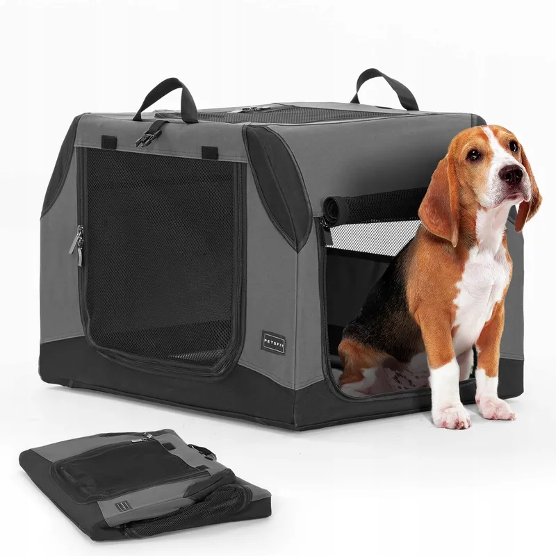 PETSFIT Opvouwbare Transportbox Middelgrote Honden Grijs M — foto 1
