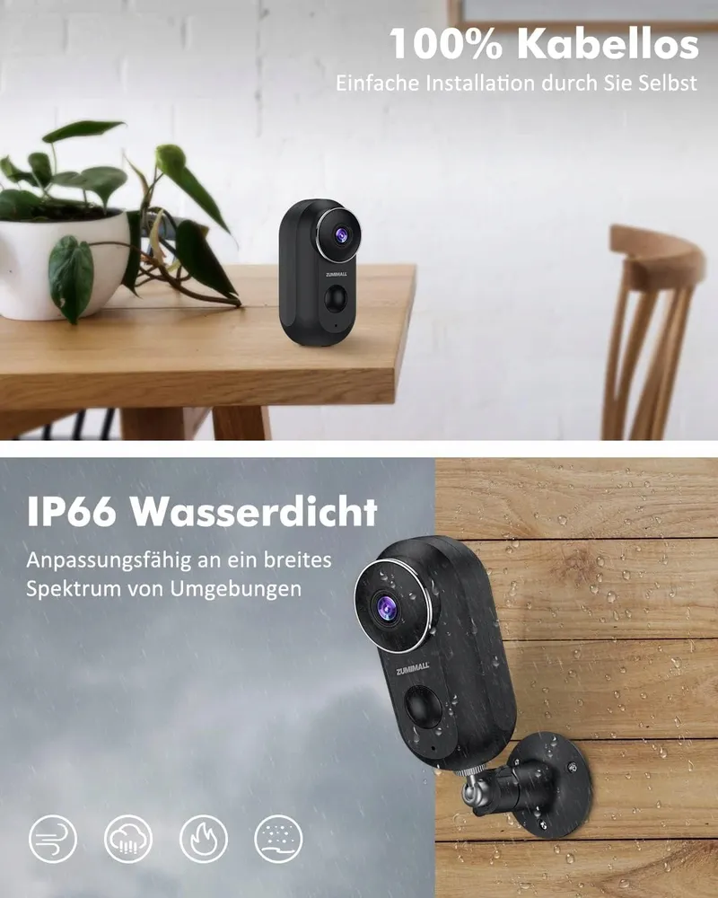 ZUMIMALL Camera Buiten Binnen Bewaking 3MP 2 Camera's — foto 5