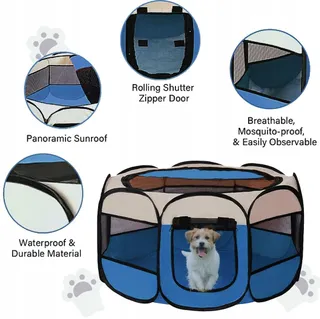 BRIMOREA Opvouwbare Puppyren 74x74x43cm Voor Honden Katten Konijnen — miniatuur 8