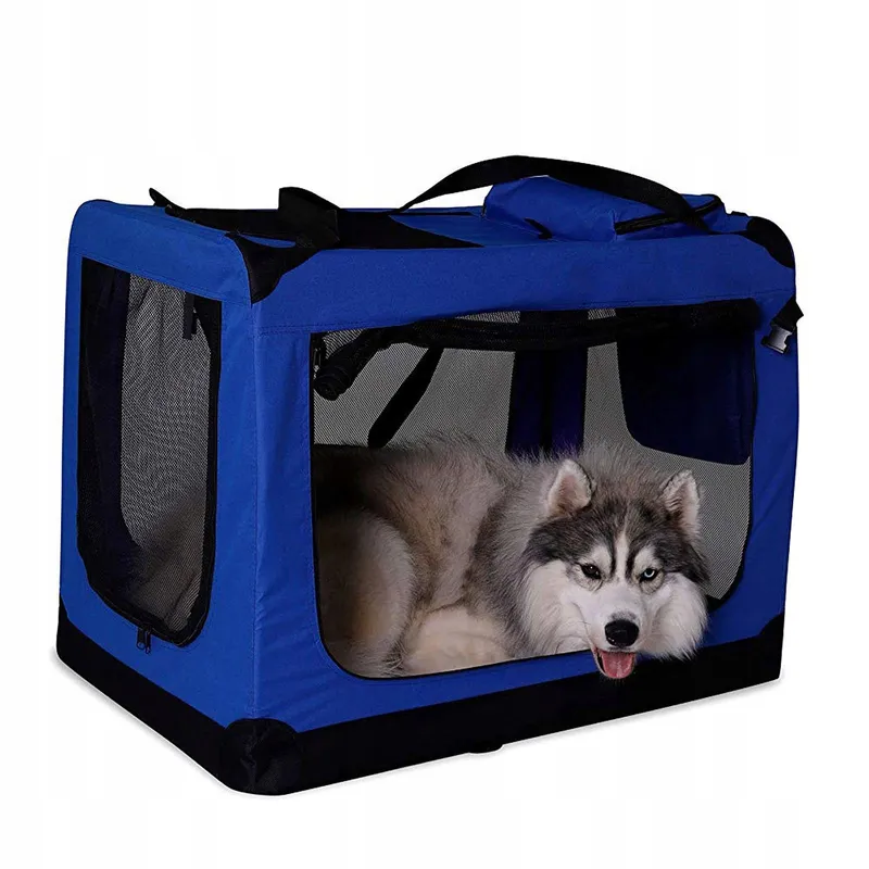 LIONTO Opvouwbare Transportbox Honden Katten 82x58x58cm 18kg Donkerblauw — foto 2