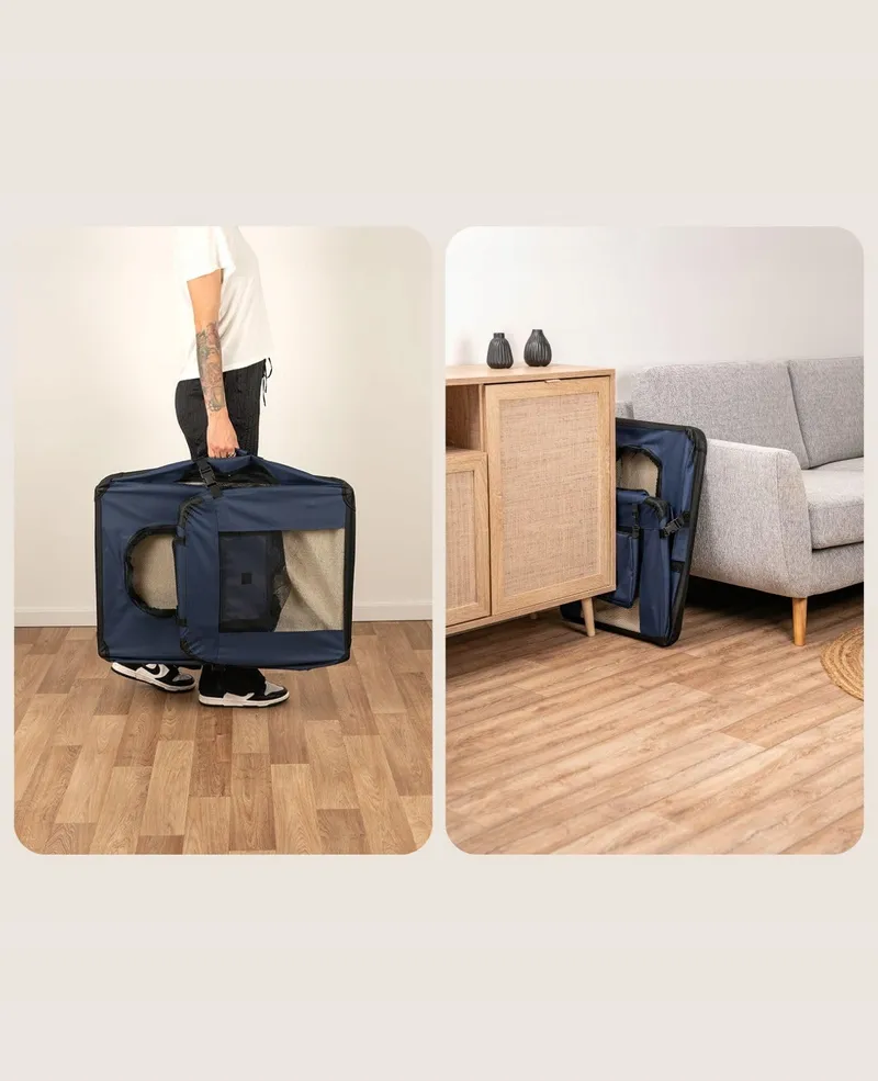 LIONTO Opvouwbare Transportbox Honden Katten 82x58x58cm 18kg Donkerblauw — foto 3