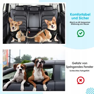 SLOWTON Autogordel Hond Verstelbaar Reflecterend Beige — miniatuur 6