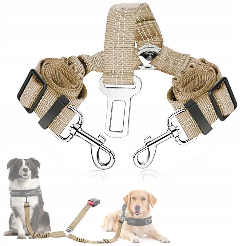 SLOWTON Autogordel Hond Verstelbaar Reflecterend Beige — foto 1