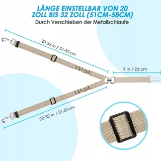 SLOWTON Autogordel Hond Verstelbaar Reflecterend Beige — miniatuur 7