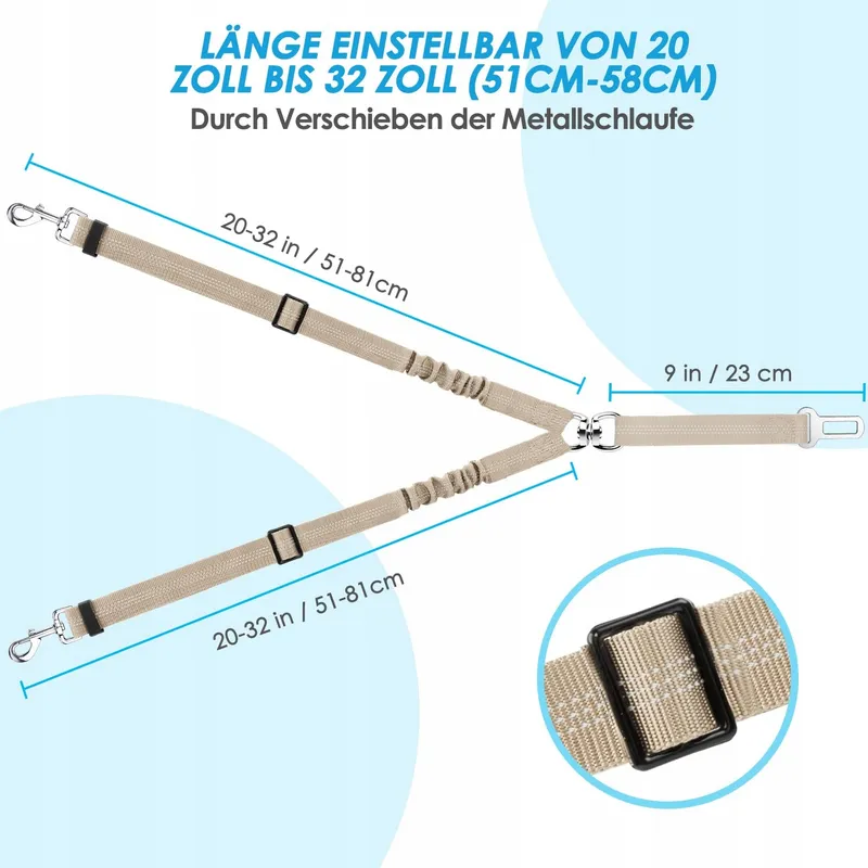 SLOWTON Autogordel Hond Verstelbaar Reflecterend Beige — foto 7