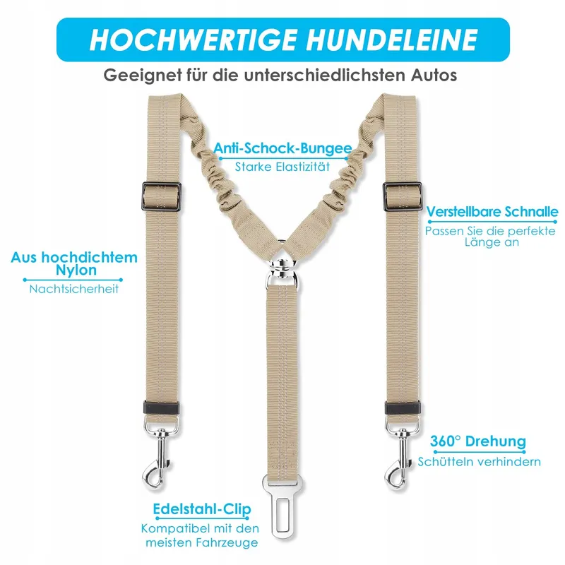 SLOWTON Autogordel Hond Verstelbaar Reflecterend Beige — foto 3