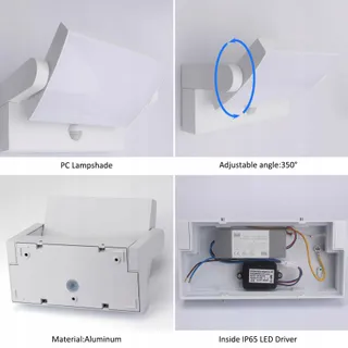 KLIGHTEN Buitenlamp LED 24W Met Bewegingsmelder IP65 Wit 3000K — miniatuur 3